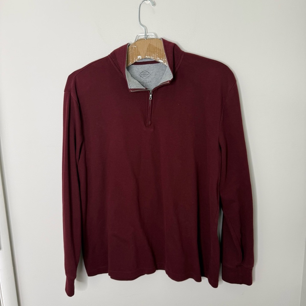 St. John’s Bay Men’s XXL Maroon/ Gray Quarter Zip Sweater